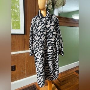 Isabel MARANT zebra wool Fontizi coat black and beige